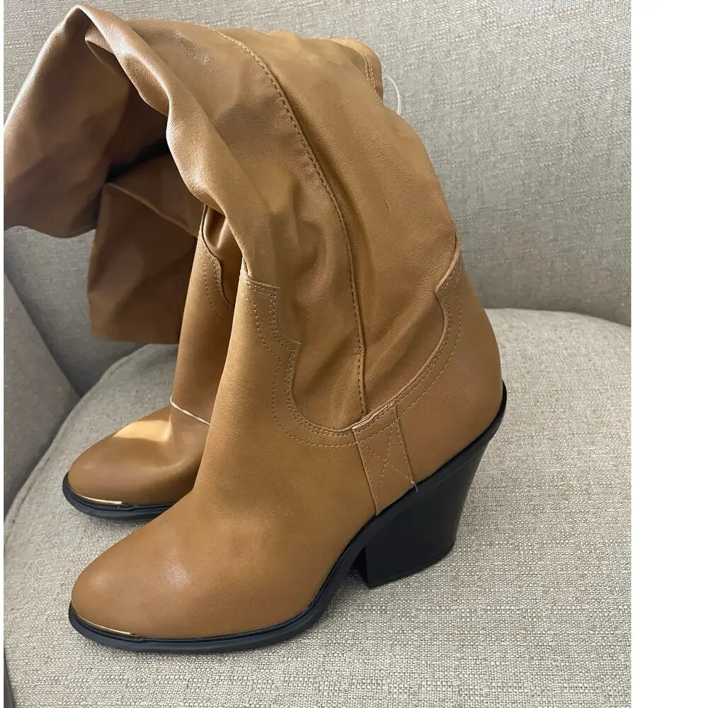 Franco Sarto L-Glenice 2 Knee High Women's Boot Camel Tan Size 7.5 Med, S75